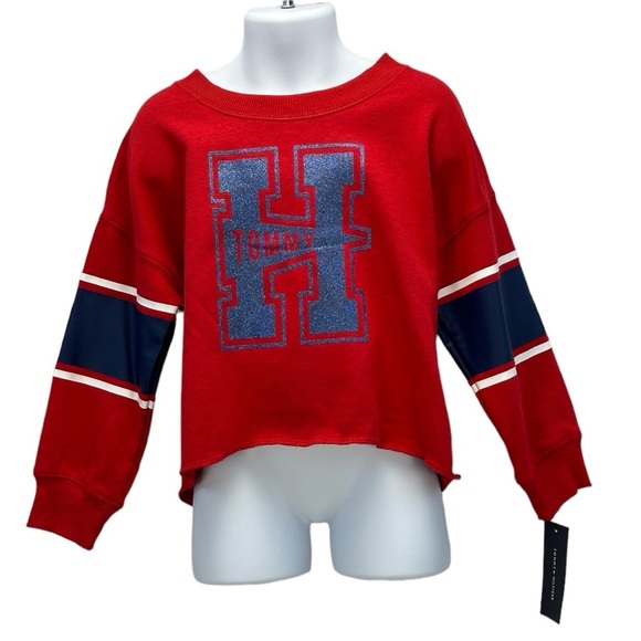 Tommy Hilfiger Girls Long Sleeve Large H Logo T-Shirt - Red - size 4T - Picture 1 of 6